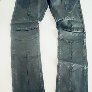 Pierre Balmain Jeans Mens Size 34 Black Coated Biker Moto Denim  Italy